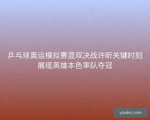 乒乓球奥运模拟赛混双决战许昕关键时刻展现英雄本色率队夺冠