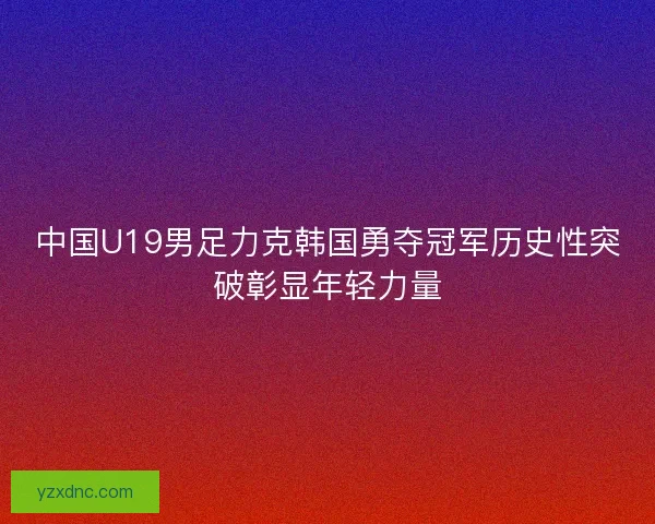 中国U19男足力克韩国勇夺冠军历史性突破彰显年轻力量
